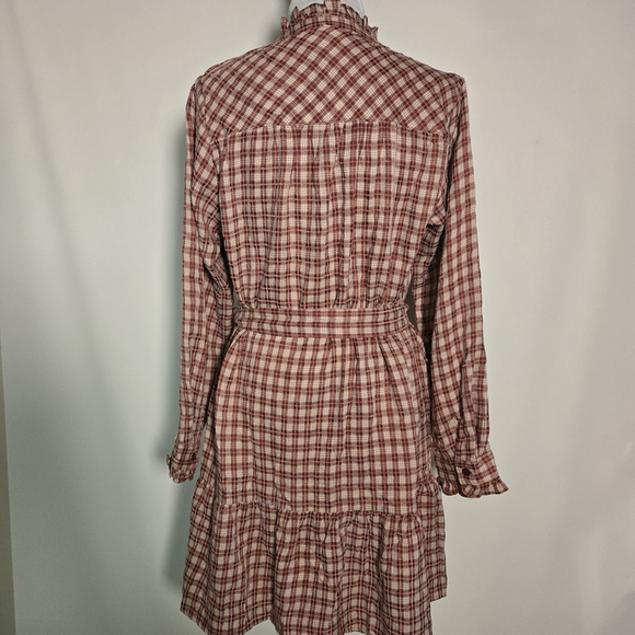Hem & Thread Plaid Ruffle Mini Dress Western Prairie Tie Waist Small NWT Country - Picture 4 of 7